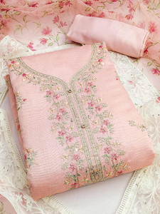 Peachmode Chanderi Embroidered Salwar Suit Material