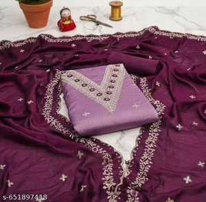Hidhasha Cotton Silk Embroidered Salwar Suit Material