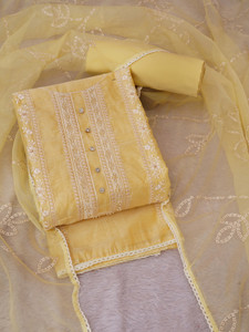 Tavas Chanderi Embroidered Salwar Suit Material