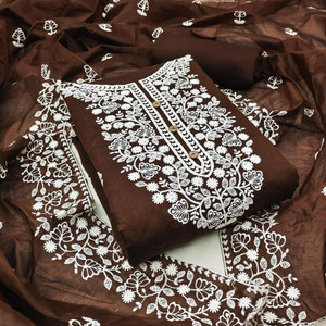 M FASHION Chanderi Embroidered Salwar Suit Material