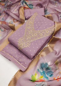 तवस चंदेरी एम्ब्रॉइडरेड सलवार सूट मटेरियल