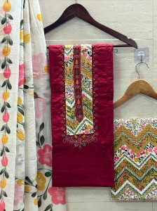 krishna boutique Pure Cotton Embroidered Salwar Suit Material