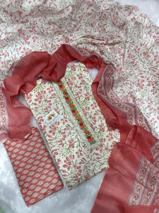 SILKORA Pure Cotton Self Design Salwar Suit Material