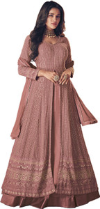 IYALAFAB Georgette Embroidered Gown/Anarkali Kurta & Bottom Material