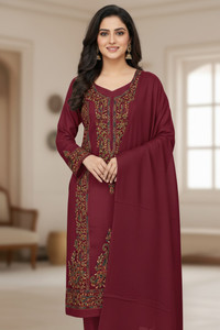 REET MAHAL Wool Embroidered Salwar Suit Material