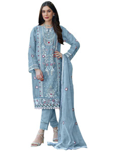 ZONFAB Organza Embroidered Salwar Suit Material