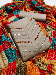 Hani synthetics Cotton Blend Embellished Salwar Suit Material