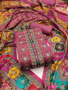 Divastri Silk Blend Embellished Salwar Suit Material