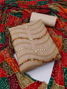 vallavi fashion Cotton Blend Embroidered Salwar Suit Material