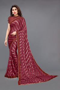 Surat sarees Striped Bollywood Cotton Blend Saree