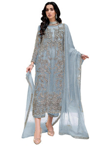 HEER FASHION Organza Embroidered Salwar Suit Material