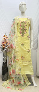 balaji fashion Chanderi Embroidered Salwar Suit Material