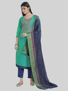 Tavas Chanderi Embroidered Salwar Suit Material