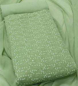 MYRAADESIGNER Georgette Embroidered Salwar Suit Material