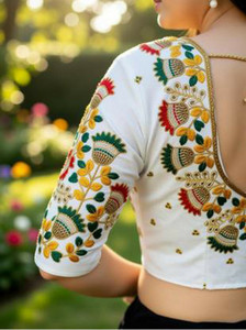 yourwish Satin Embroidered Blouse Material