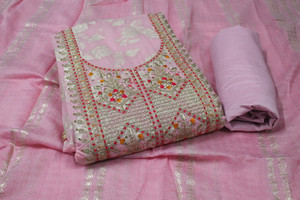 Zeus store Chanderi Embroidered Salwar Suit Material
