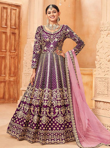 legacyethnic Net/Lace Embroidered Gown/Anarkali Kurta & Bottom Material
