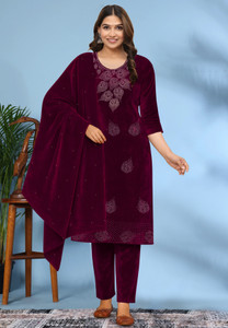THIRA Velvet Embellished Salwar Suit Material