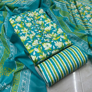 REET MAHAL Cotton Blend Printed Salwar Suit Material