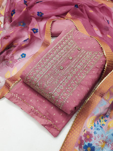 Tavas Chanderi Embroidered Salwar Suit Material