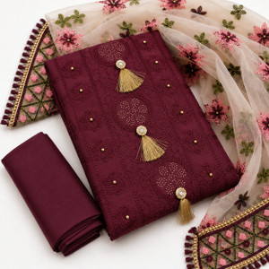 GLAMIFY HUB Pure Cotton Embroidered Salwar Suit Material