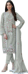 ZONFAB Organza Embroidered Salwar Suit Material