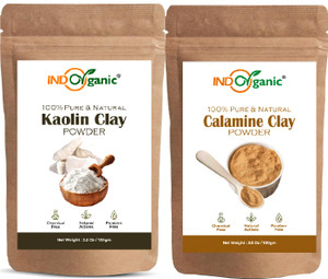 Indo Organic Kaolin Clay & Calamine Clay Powder For Skin Acne, Dark spots, Blackhead Removal