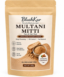 Blushkar Multani Mitti Face & Hair Pack 200g | 100% Pure Fuller’s Earth Clay with Chandan