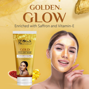 Globus Naturals Golden Glow Peel Off Mask|Removes Blackhead|Anti-Aging|Lightening,Brightening