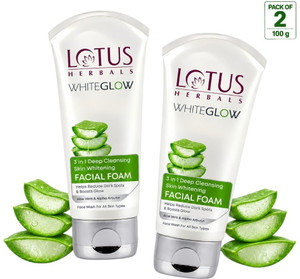 LOTUS WhiteGlow 3-In-1 Deep Cleansing Skin Whitening Facial Foam Face Wash