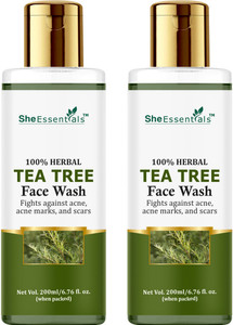 She Essentials Tea Tree  enriched with Salicylic Acid, Neem, Aloe Vera, Glycolic Acid for Acne Control, Oil Control, Skin Fairness & Acne Marks Clear- SLS & Paraben Free - (Combo) Face Wash