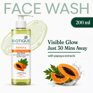 BIOTIQUE Papaya Deep Cleanse For Glowing Skin Tan removal and Brightning Face Wash