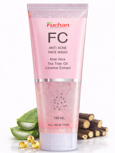 Fuchan FC Anti Acne with Aloe Vera, Tea Tree Oil & Licorice Extract | For Acne & Pimple Prone Skin | Oil Control Cleanser Face Wash