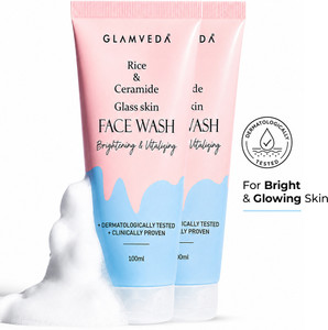 GLAMVEDA Korean Glass Skin Rice Water Bright facewash | Pack of 2|Cleanser for women| Face Wash