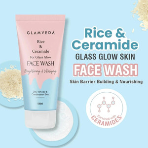 GLAMVEDA Rice Water & Ceramide Glass Skin SLS & Paraben Free Face Wash