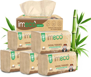 IMECO Bamboo Facial Tissues Papers 100 Pulls | 2 Ply | Ultra-Soft & Biodegradable