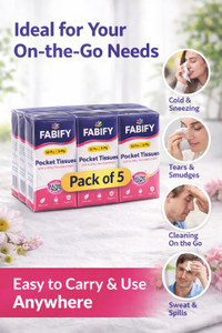 Fabify Ultra Soft Dry Pocket Tissue | Napkin |Pack of 5 | 10 In Each |
