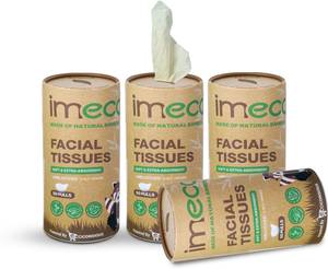 IMECO Bamboo Facial Tissue Paper 50 Pulls Box Each | Ideal for Travel, Car & Daily Use  (200 Tissues)
