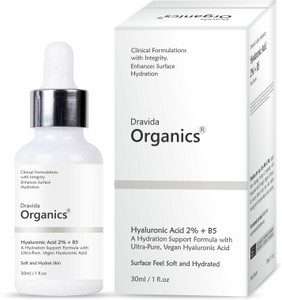 Dravida Organics Hyaluronic Acid Face Serum for Glowing Skin, Intense Hydration & Fines Lines For Men & Women| Hydrating Serum for Dry, Normal & Oily Skin