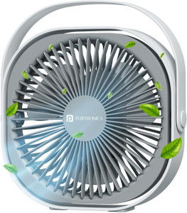 Portronics CoolCube Portable Rechargeable Table Fan, 360° Rotatable, 3 Hours Back Up POR-3051 USB Fan