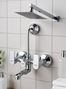 Ramya Prime Wall Mixer With Band & 8x8 Shower Head 15inch Arm For Bathroom Tap Wall Mixer Faucet