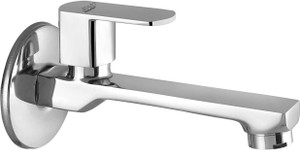 Spazio Kubix Prime Brass Long Body/Long Nose Bib Cock Tap (Pack Of 1) For Bathroom /Kitchen/Sink With Quarter Turn Disc & Wall Flange, Chrome Finish Bib Tap Faucet