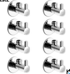 KAMAL Angle Valve FLT (Set of 8) | Full Brass | Premium Quality | Std 1/2'' BSP Thread | With Wall Flanges | Quarter turn movement Angle Cock Faucet