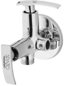 Spazio Super Quality Brass Pulse Collection Angle Valve 2 Way Wall Mount (Pack of 1) Chrome Silver Plated Bib Pillar Tap Angle Cock Faucet