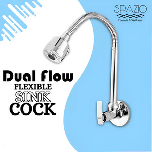 Spazio Pulse Flex Sink Faucet/Sink Cock With Swivel Shower Spout-Flexo Play With 360 Degree Moving Hose, Dual Flow Type Hot/Cold Water Tap With Wall Flange Bib Tap Faucet