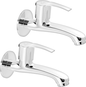 PIXAFLO STING Long Body Bib Cock with Wall Flange (Pack of 2) (Chrome) (Brass) Long Body Bib Tap Bib Tap Faucet