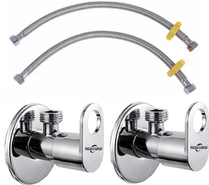 NEELKUND Max Angle Valve Stainless Steel With Hose Pipe Pack OF 2 For Bathroom And Kitchen Chrome Plated Angle Cock Faucet