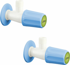 लिपका Nobel Collection Angle Cock PTMT Faucet/Tap (Blue & White Color) with Flange Angle Valves for connection pipes, geysers, health faucets (Pack of 2) एंगल कॉक नल