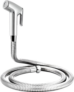 KURIC ABS Health Faucet with 1 Meter Flexible SS Hose Pipe and Wall Hook for Toilet Jet Spray for Toilet, Faucet for Toilet, Toilet Bidet Sprayer Set, Chrome Finish Health Faucet
