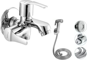 Ramya Spark Bib Cock 2 Way With Soft Health Faucet Complete Set For Kitchen And Bathroom Tap Twin Elbow Valve Faucet